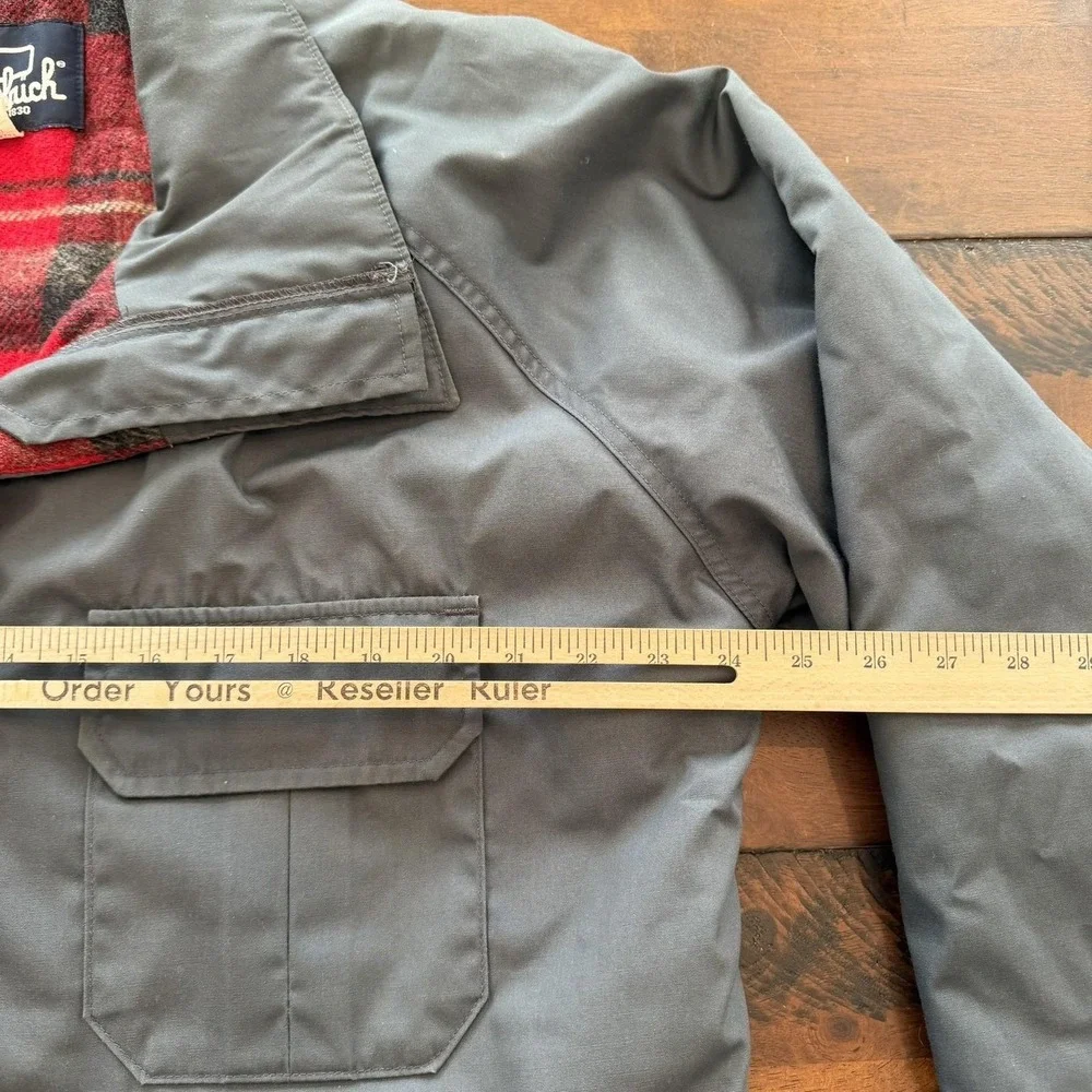 Vintage Woolrich Jacket Mens Large Gray‎ Insulated Parka Plaid Wool Lined USA